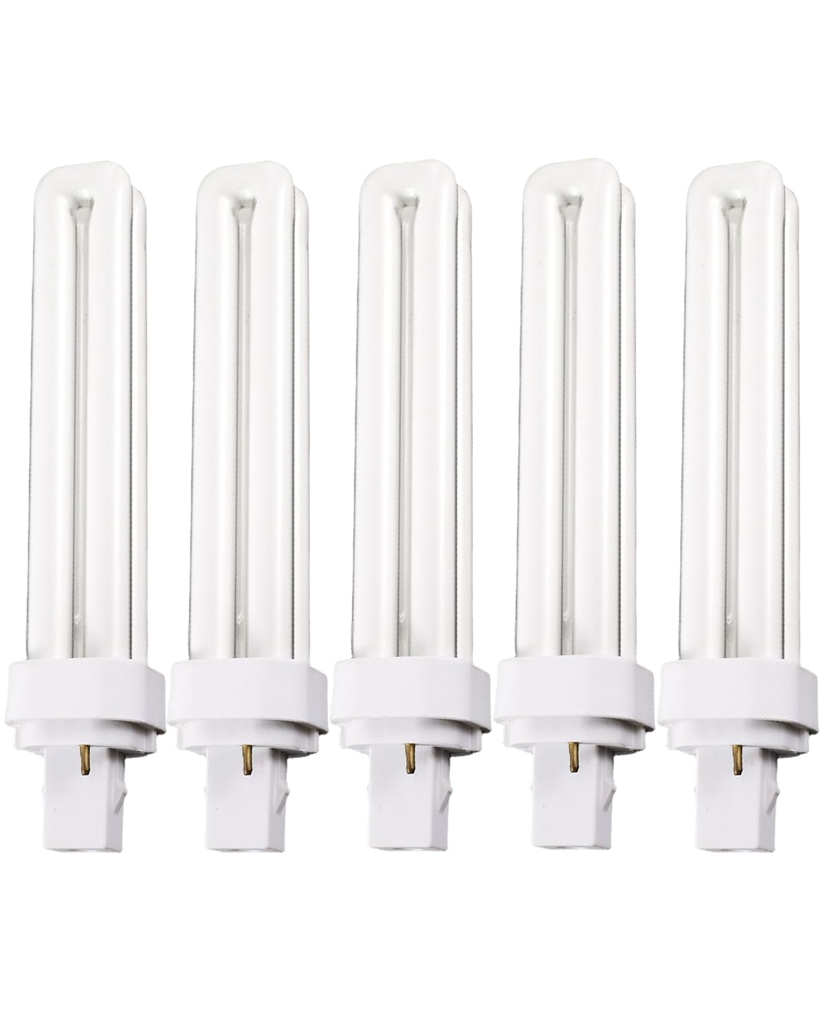 MDLITIN 13W CFL G24D-1 2 Pin Compact Fluorescent Light, 13W PLC Tube Bulbs 1600LM, Energy Saving G24d-3 Compact Fluorescent Lamp, CFL Light Bulbs 6500K Cool White, Double Turn 2U Tube Pack of 5