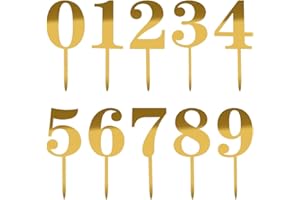 CRASPIRE Number 0-9 Glitter Cake Topper Acrylic Number Cake Topper Decoration Gold Wedding Party Cupcake Toppers Cake Insert 