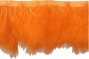 KOLIGHT Pack of 2 Yards Natural Turkey Marabou Feather Trim Fringe 6-8 Inch in Width DIY Decoration (Orange)
