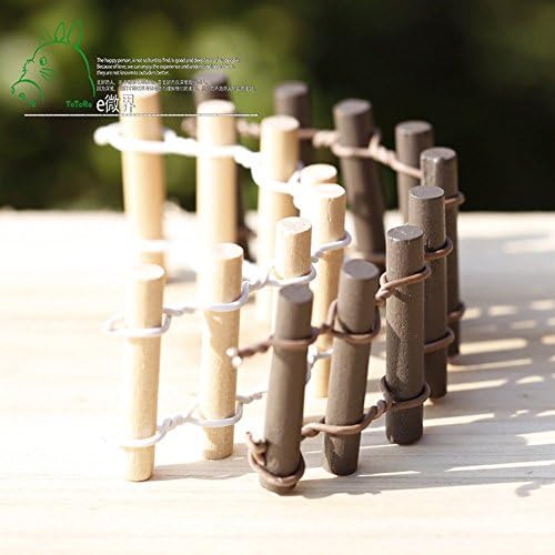 B&amp;Y Flower Mini Fence Landscape Microlandschaft Handcraft Countryside Home Furnishing Flowerpot Decor 2Pcs Coffee Color
