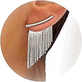 OWNCOOL Tassel Earrings for Women Long Statement Ear Jackets Earrings Trendy Front Back Drop Dangle Bridal Fringe Formal Wedding Parties Earrings