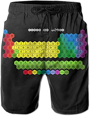 Mens Fashion Quick Dry Beach Short Color Hexagon Periodic Table Casual Beach Shorts