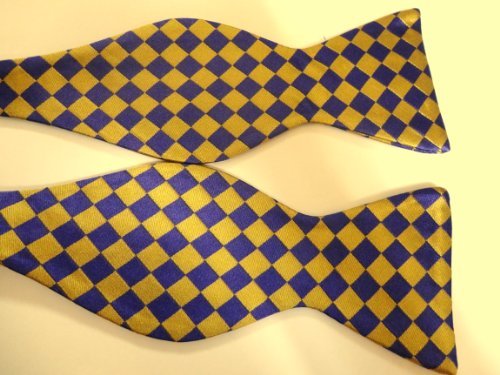 100% SILK SELF-TIE BOW TIE - PURPLE & GOLD DIAMOND - OMEGA PSI PHI, LSU, EAST CAROLINA