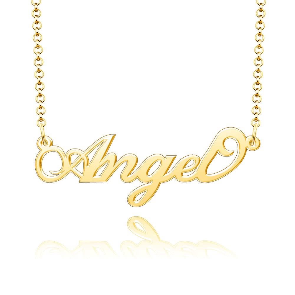 Q&Locket Angel Name Necklace Personalized Stainless