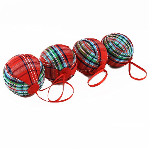 WEWILL 2.36" (60mm) Red Plaid Ball Christmas Ornament Party Decoration,Set of 10 (Style 2)