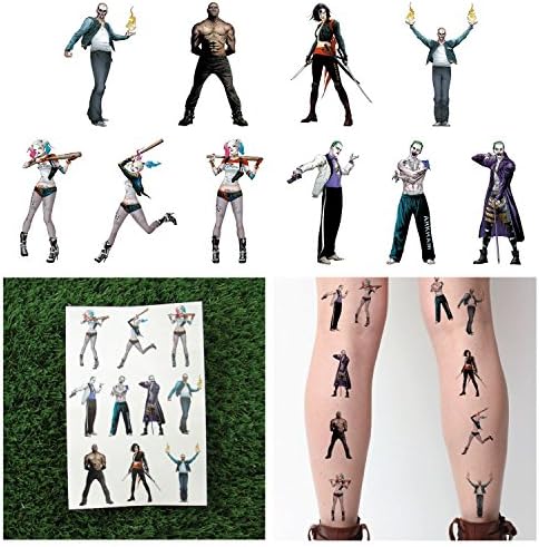 Sticks and Lemons - Suicide Squad - The Gang's All Here - Removable Temporary Tattoos (Set of 1 Sheet) - High Quality and Popular Temporary Fake Tattoo Sheet - Long Lasting and Waterproof