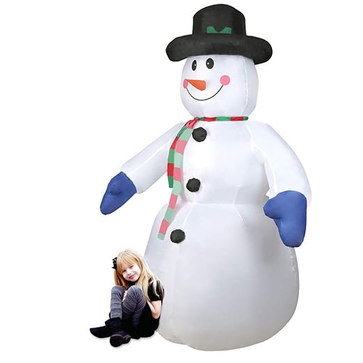 CCLIFE Led Schneemann Beleuchtet Aufblasbar Schneemänner 180/240 CM, Farbe:Weiß001-240cm