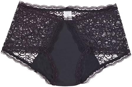 Womens Incontinence Underwear Boy Leg Lace -Black-M-Moderate