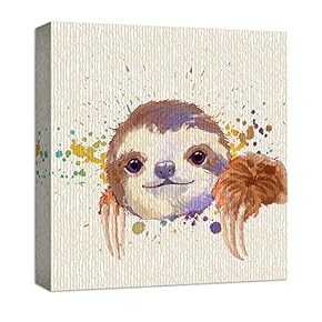 Canvas Wall Art Cute Abstract Animals Painting Artwork for Home Prints Framed - 12x12 inches