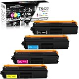 GPC Image Compatible Toner Cartridge Replacement for Brother TN433 TN433BK to use with HL-L8360CDW HL-L8360CDWT HL-L8260CDW MFC-L8900CDW MFCL8610CDW (1 Black, 1 Cyan, 1 Magenta, 1 Yellow, 4 Pack)