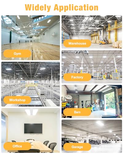 JC-LGL LED Linear High Bay Light, 210W High Bay Shop Lights Fixture, Compatible with Industrial 120-277V, 31500LM Linear High Bay Light for Shop Garage Warehouse, UL Complied, 4 Pack, White
