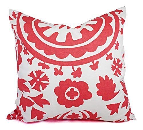 Amazon Com Coral And White Suzani Throw Pillow Cover In Custom