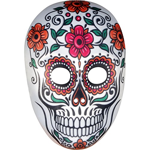 Star Power Women Day of the Dead Sugar Skull Face Mask, White Multi, One-Size