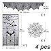 Pawliss Halloween Decorations Indoor, Black Lace Party Decor, Bat Window Curtains, Spider Web Fireplace Mantel Scarf Cover, Spiderweb Table Topper Tablecloth, Set of 4