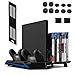 PS4 Stand, Keten Vertical Stand for PS4/ Slim with Cooling Fan and Controller Charger Station, PS4 Slim Stand for PlayStation 4 Console Dualshock 4 (Not for PS4 Pro)