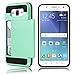 Galaxy J7 Case, EC™ Samsung Galaxy J7 Wallet Case, Flexible Shockproof Rubber Bumper Armor Hard Case Cover with Card Holder Slot for Samsung Galaxy J7 2015 / Samsung SM-J700 (Turquoise)