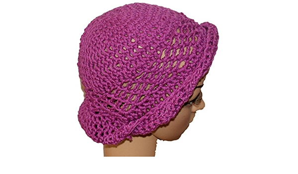 Handmade Purple Cotton Crochet Cloche 