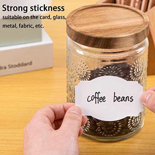 Koogel White Stickers Labels, 510PCS Jar Gift Stickers 2 x 3 Inch Fancy Shape Blank Tags for Food Jar Canning Holiday Gift Essential Oil Bottles