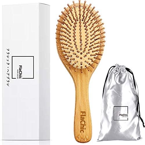 【美容スタイリスト監修】FlaChic ヘアブラシ (大) くし ヘアケア 高級 竹製櫛 パドルブラシ 頭皮マッサージ 静電気防止 薄毛改善