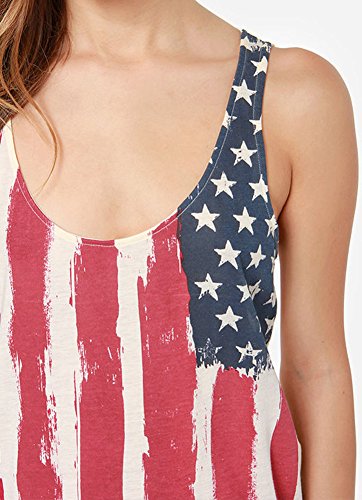 Women's July 4th USA Flag Chiffon Loose Tank Tops Patriotic Star Striped Sleeveless Tunic Tops Amercian Flag XL - Thumbnail 2