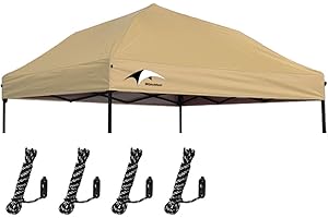 MQoutdoor Heavy Duty Thick Replacement Canopy Top 10x10, Silver Coated Popup Tent Cover 10 by 10 with Rope, Khaki