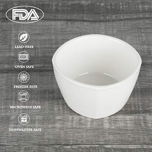 LEETOYI Ceramic Ramekins Souffle Dishes,Porcelain Ramekins - 8oz for Ramekin Set of 6,White