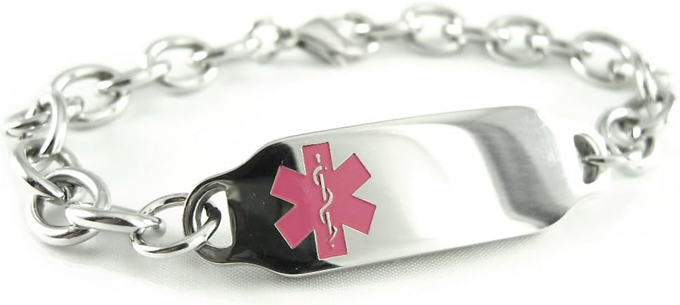 My Identity Doctor Penicillin Allergy, Ladies Medical ID Bracelet, Pink Symbol Pre-Engraved