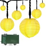 Vmanoo Lantern Battery Operated Timer String Lights 20 LED Fabric Ball Fairy Christmas Lighting Decor For Outdoor, Indoor, Garden, Patio, Bedroom Wedding Decorations (Warm White)