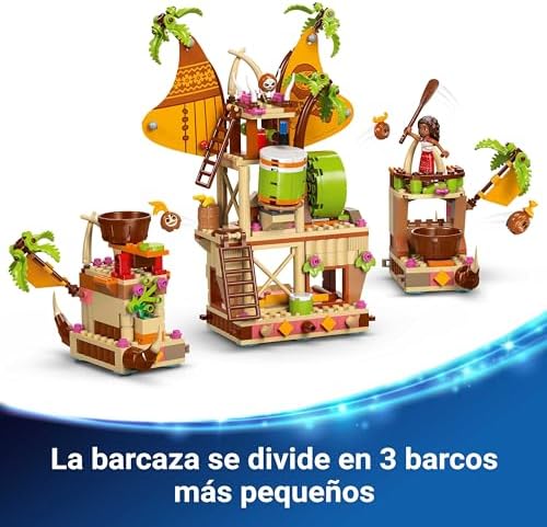 | Disney Moana 2 Kakamora Barge - Barco de brinquedo com tesouro para meninas e meninos 7+ anos - Mini Moana Doll e Maui Figure - Presente de aniversário colecionável para fãs 43258