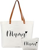 Lamyba New Mom Gifts, Mama Bag Tote with Makeup Bag, Cool Gifts for Mom to be/Expecting Mom