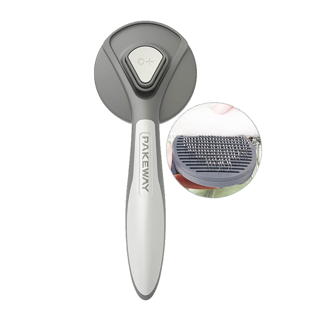 Abcsea 1 Piece Pet Grooming Brush for Dog and Cats, Pet Grooming Brush Deshedding, Pet Hair Removal Comb, Self Cleaning Pet Grooming Massage Brush, Grey
