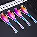 efoot Soup Spoon,4PCS Rainbow Spoon, Stainless Steel Soup Spoon Coffee Spoons Ice Cream Spoon Perfect for Home and Kitchen
