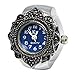 YouYouPifa Silver Round Flower Bezel Alloy Finger Ring Watch