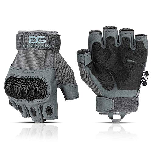 Glove Station Fingerless Rubber Knuckle Cycling Bike Tactical Gloves