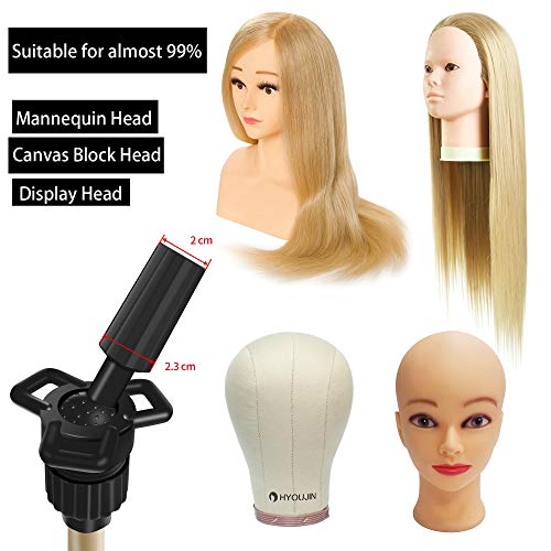 HYOUJIN Golden Wig Stand Metal Adjustable Mannequins head Wig Head Training Head Cosmetology Hairdressing Tripod Stand for Hair Extensions Canvas Block Wig Head ï¼ˆGoldenï¼‰