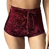 Daxin Womens Winter Velvet Soft Stretchy Shorts Clubwear High Waist Drawstring Hot Pants