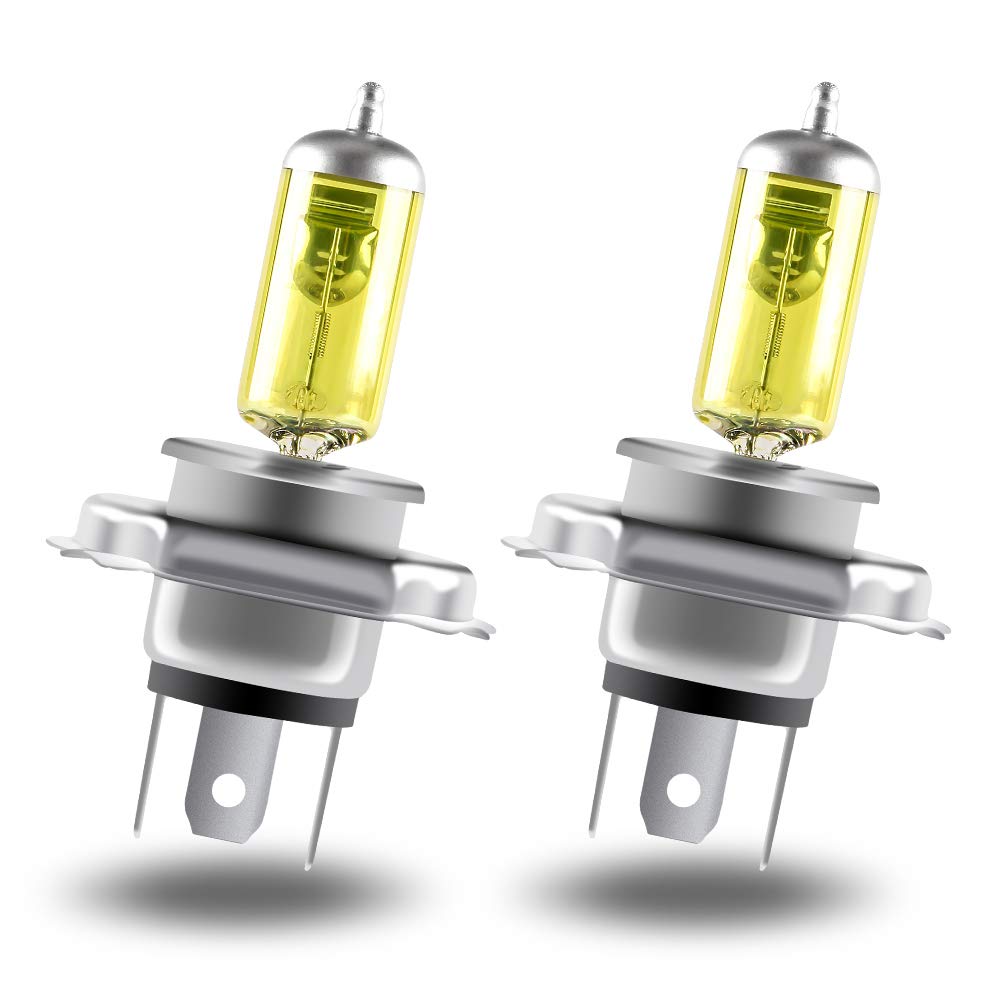 Teguangmei 2Pcs H4 Halogen Headlight Bulbs 55W 3000K Super Bright Gold Yellow Halogen Headlamp 12V Replace for Car Front Headlight Fog Light