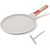 RANX INGST Non Stick Crepe Pan with Detachable Handle, 10 Inch Cast Aluminium Dosa Tawa Tortilla Pan, Pancake Pan Induction Compatible - White