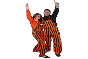 Game Bibs Orange & Black Adult Striped Game Day Overalls for Men and Women - Sporting Event and Tailgating Attire