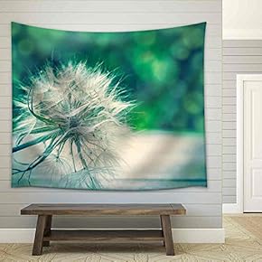 Dandelion Seeds on Table - Close Up - Fabric Wall Tapestry Home Decor - 51x60 inches