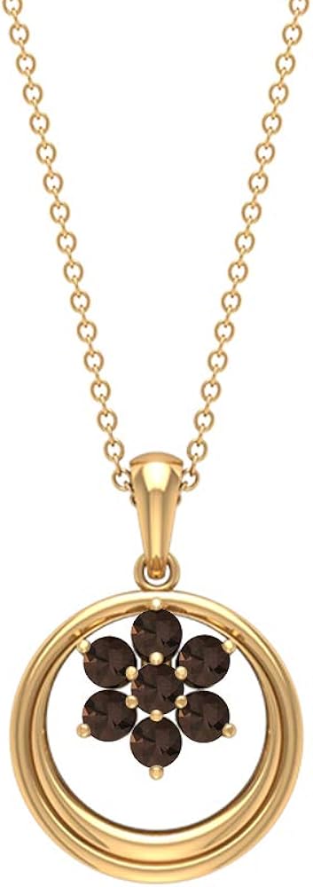 Colgante redondo de 1/2 quilate con diseño de flor de racimo de cuarzo