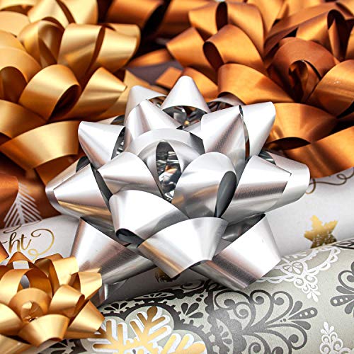 Gold + Copper + Silver Designer Wrapping Paper Set: 4 Rolls (8 Designs) of Premium Gift Wrap (80 sq. ft.) with 29 Coordinated Bows, 2 Spools of Ribbon, and 24 Gift Tags - Thumbnail 3