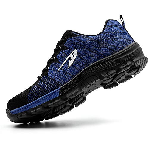 TICCOON Work Safety Shoes Puncture Proofed Footwear Steel Toe Shoes Men,Safety Shoes for Men and Women Blue