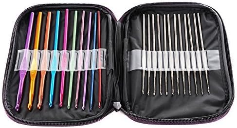 LyonsBlue 22pcs Mixed Aluminum Handle Crochet Hook Knitting Knit Needle Weave Yarn Set