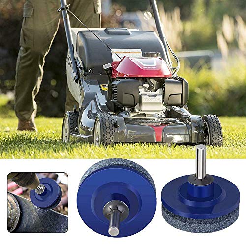 2Pcs Lawn Mower Blade Sharpener Lawnmower Lawn Mower Sharpener For Power Drill Hand Drill (Blue)