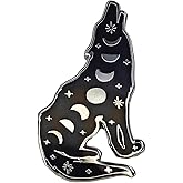 Ficsowy Wolf Enamel Pin With Moon and Star Shapes for Hat Jackets Backpacks Badge