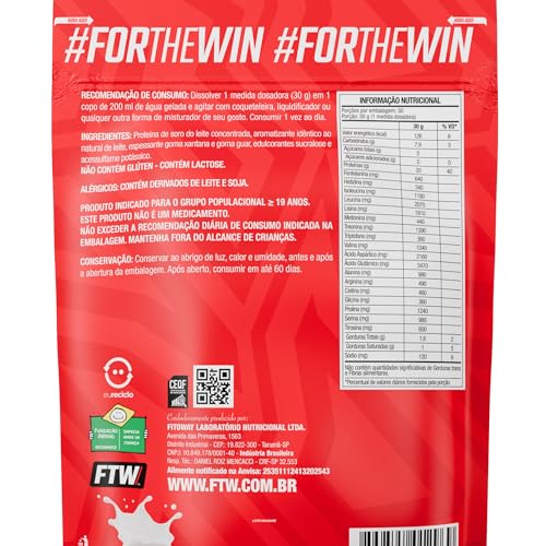 Whey Protein 100% Concentrado FTW Sabor Leite Refil 900g Suplemento Alimentar, Proteína do Soro do Leite, Alto Valor Biológico