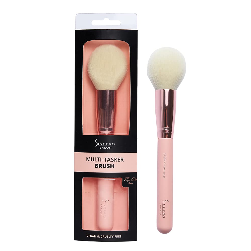 SINCERO SALON Powder Brush, Bronzer Brush I Multitask Makeup Brush I Rose Gold, 100% Vegan, Cruelty-Free Highlighter Brush, Blush Brushm, Perfect as a Gift