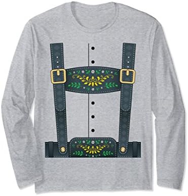 Unisex Lederhosen Oktoberfest Shirt or Halloween Costume XL: Heather Grey