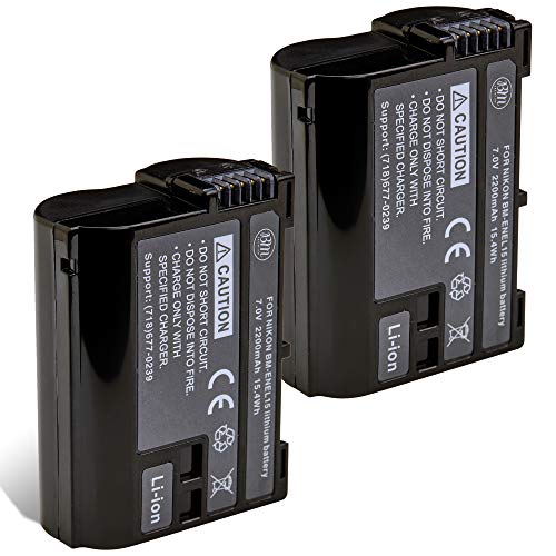 BM Premium 2 Pack of EN-EL15B Batteries for Nikon Z6, Z7, D850, D7500, 1 V1, D500, D600, D610, D750, D800, D800E, D810, D810A, D7000, D7100, D7200 Digital Cameras